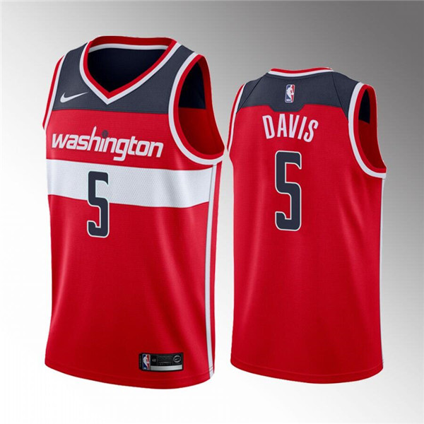 Men's Washington Wizards #5 Johnny Davis Red Icon Edition Stitched Jersey
