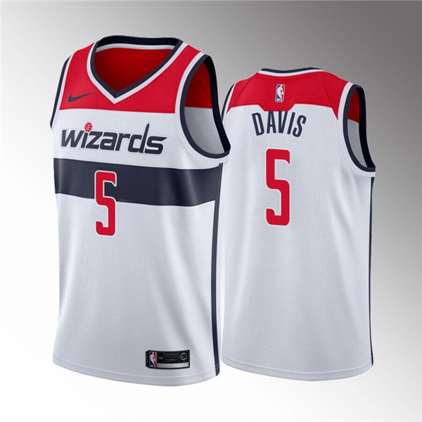 Men's Washington Wizards #5 Johnny Davis White Association Edition Stitched Jerseys