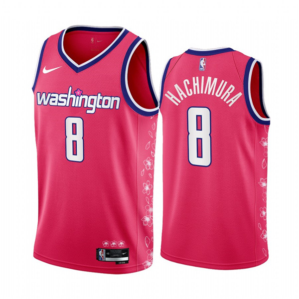 Men's Washington Wizards #8 Rui Hachimura 2022 23 Pink Cherry Blossom City Edition Limited Stitched Basketball Jersey
