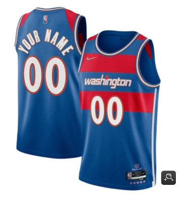 Men's Washington Wizards Active Player Custom 75th Anniversary 2021 2022 Blue City Edition Swingman Stitched Jersey