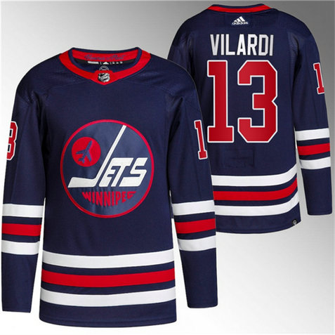Men's Winnipeg Jets #13 Gabriel Vilardi 2021 22 Navy Stitched Jersey