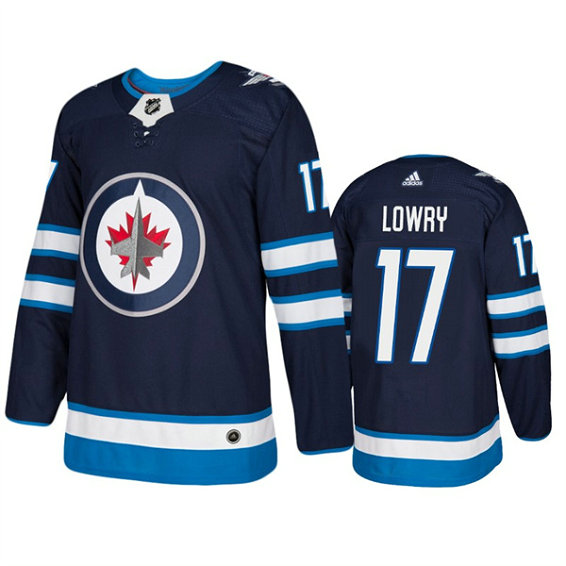Men's Winnipeg Jets #17 Adam Lowry Navy Stitched Jersey