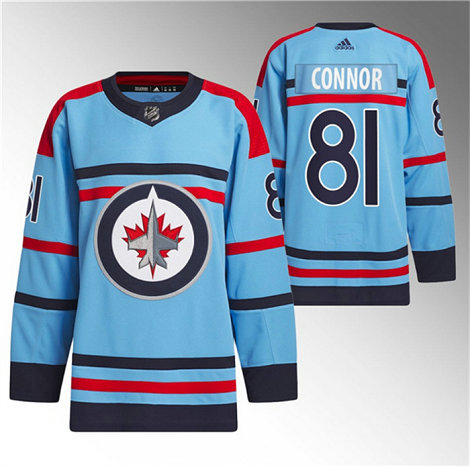 Men's Winnipeg Jets #81 Kyle Connor Light Blue Anniversary Primegreen Stitched Jersey