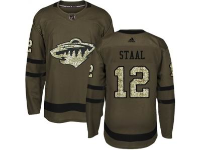 Men Adidas Minnesota Wild #12 Eric Staal Green Salute to Service NHL Jersey