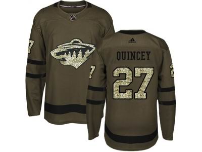 Men Adidas Minnesota Wild #27 Kyle Quincey Green Salute to Service NHL Jersey