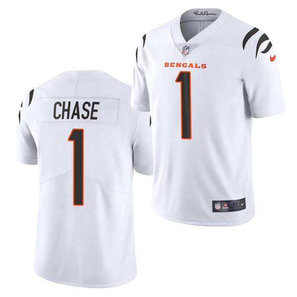 Men Cincinnati Bengals #1 Ja'Marr Chase White Vapor Untouchable Limited Stitched Jersey