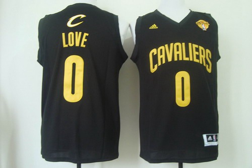 Men Cleveland Cavaliers 0 Kevin Love 2016 The NBA Finals Patch Black With Gold Swingman Jersey