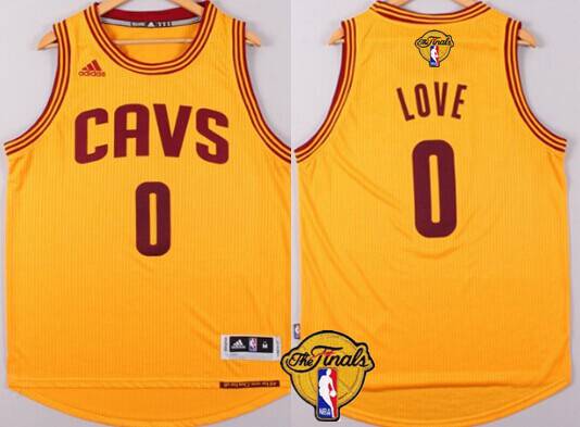 Men Cleveland Cavaliers 0 Kevin Love 2016 The NBA Finals Patch Yellow Jersey