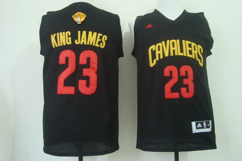 Men Cleveland Cavaliers 23 King James Nickname 2016 The NBA Finals Patch Black Fashion Jersey