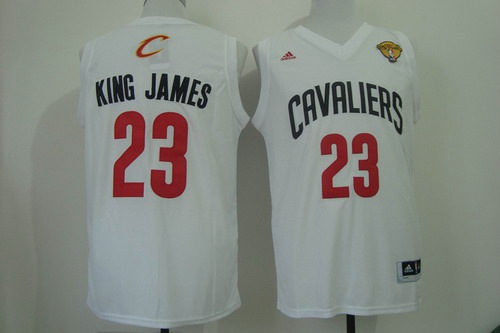 Men Cleveland Cavaliers 23 King James Nickname 2016 The NBA Finals Patch White Fashion Jersey