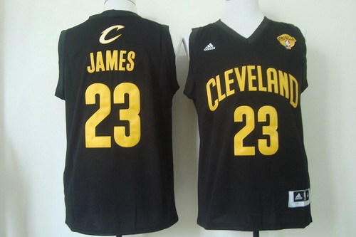 Men Cleveland Cavaliers 23 LeBron James 2016 The NBA Finals Patch Black With Gold Swingman Jersey