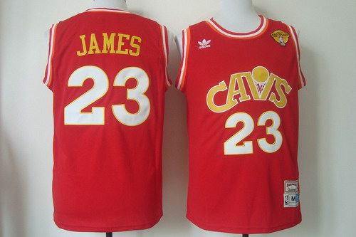 Men Cleveland Cavaliers 23 LeBron James 2016 The NBA Finals Patch CavFanatic Red Hardwood Classics Soul Swingman Throwback Jersey
