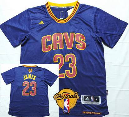 Men Cleveland Cavaliers 23 LeBron James 2016 The NBA Finals Patch Navy Blue Short-Sleeved Jersey