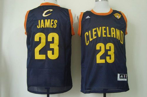 Men Cleveland Cavaliers 23 LeBron James 2016 The NBA Finals Patch Navy Blue With Gold Swingman Jersey