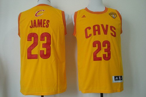 Men Cleveland Cavaliers 23 LeBron James 2016 The NBA Finals Patch Yellow Swingman Jersey