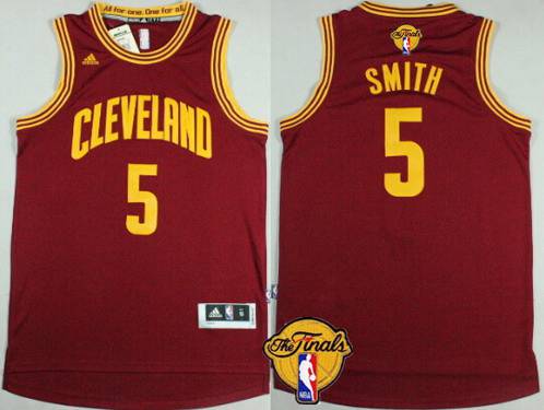 Men Cleveland Cavaliers 5 J.R. Smith 2016 The NBA Finals Patch Red Jersey