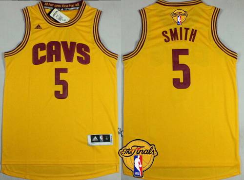Men Cleveland Cavaliers 5 J.R. Smith 2016 The NBA Finals Patch Yellow Jersey