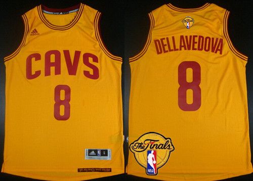 Men Cleveland Cavaliers 8 Matthew Dellavedova 2016 The NBA Finals Patch Yellow Jersey