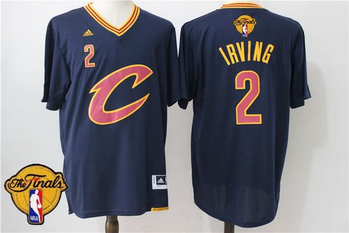 Men Cleveland Cavaliers Kyrie Irving 2 2016 The NBA Finals Patch New Navy Blue Short-Sleeved Jersey