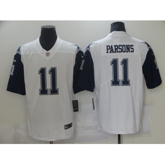 Men Dallas Cowboys Micah Parsons 11 Nike White 2021 Throwback Limited Jersey