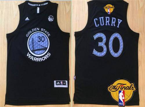 Men Golden State Warriors 30 Stephen Curry Black With Purple Diamond 2016 The NBA Finals Patch Jersey