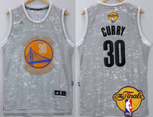 Men Golden State Warriors 30 Stephen Curry Gray City Lights 2016 The NBA Finals Patch Jersey