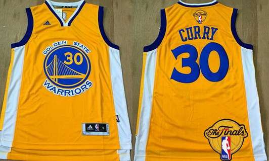 Men Golden State Warriors 30 Stephen Curry Yellow 2016 The NBA Finals Patch Jersey