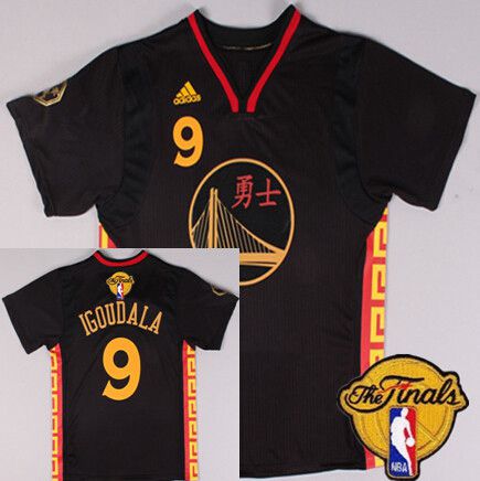 Men Golden State Warriors 9 Andre Iguodala Chinese Black Fashion 2016 The NBA Finals Patch Jersey