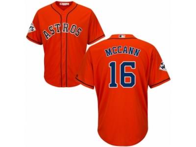 Men Majestic Houston Astros #16 Brian McCann Replica Orange Alternate 2017 World Series Bound Cool Base MLB Jersey