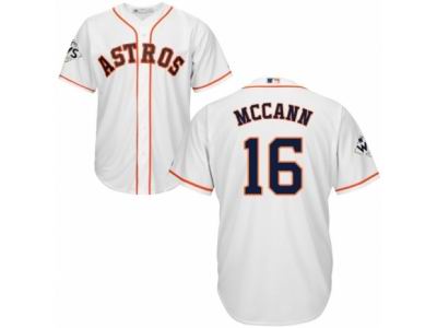 Men Majestic Houston Astros #16 Brian McCann Replica White Home 2017 World Series Bound Cool Base MLB Jersey
