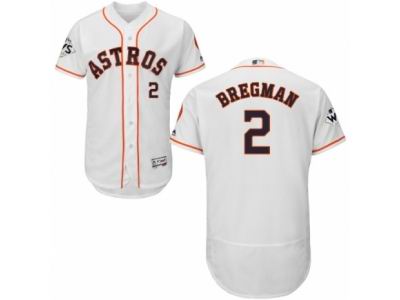 Men Majestic Houston Astros #2 Alex Bregman Authentic White Home 2017 World Series Bound Flex Base MLB Jersey
