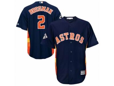 Men Majestic Houston Astros #2 Alex Bregman Replica Navy Blue Alternate 2017 World Series Bound Cool Base MLB Jersey