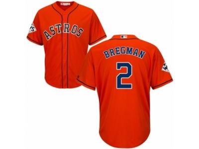 Men Majestic Houston Astros #2 Alex Bregman Replica Orange Alternate 2017 World Series Bound Cool Base MLB Jersey