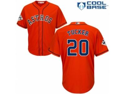 Men Majestic Houston Astros #20 Preston Tucker Replica Orange Alternate 2017 World Series Bound Cool Base MLB Jersey