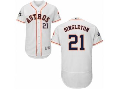 Men Majestic Houston Astros #21 Jon Singleton Authentic White Home 2017 World Series Bound Flex Base MLB Jersey
