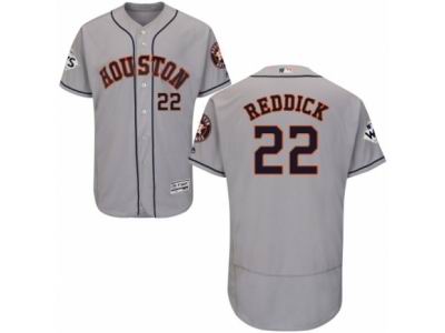 Men Majestic Houston Astros #22 Josh Reddick Authentic Grey Road 2017 World Series Bound Flex Base MLB Jersey