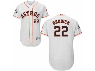 Men Majestic Houston Astros #22 Josh Reddick Authentic White Home 2017 World Series Bound Flex Base MLB Jersey