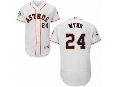 Men Majestic Houston Astros #24 Jimmy Wynn Authentic White Home 2017 World Series Bound Flex Base MLB Jersey