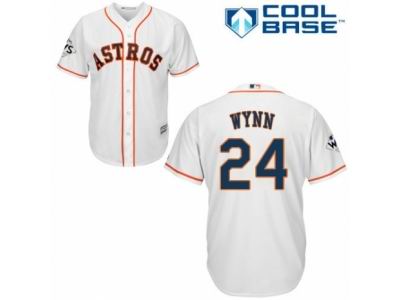 Men Majestic Houston Astros #24 Jimmy Wynn Replica White Home 2017 World Series Bound Cool Base MLB Jersey