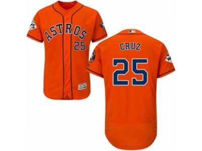 Men Majestic Houston Astros #25 Jose Cruz Jr. Authentic Orange Alternate 2017 World Series Bound Flex Base MLB Jersey
