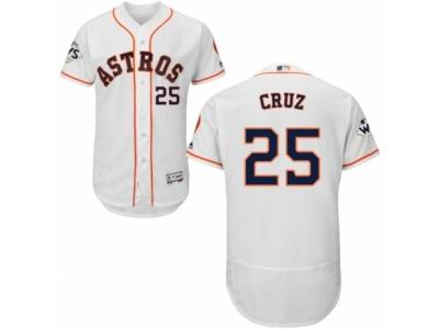 Men Majestic Houston Astros #25 Jose Cruz Jr. Authentic White Home 2017 World Series Bound Flex Base MLB Jersey