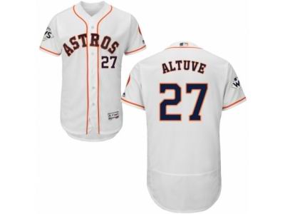 Men Majestic Houston Astros #27 Jose Altuve Authentic White Home 2017 World Series Bound Flex Base MLB Jersey