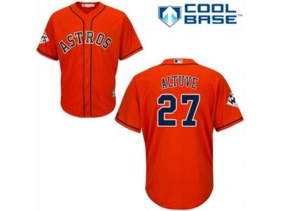Men Majestic Houston Astros #27 Jose Altuve Replica Orange Alternate 2017 World Series Bound Cool Base MLB Jersey