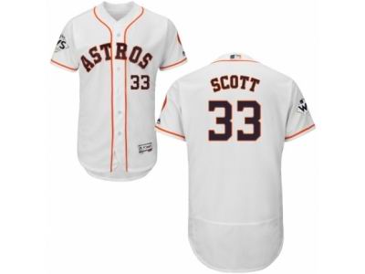 Men Majestic Houston Astros #33 Mike Scott Authentic White Home 2017 World Series Bound Flex Base MLB Jersey