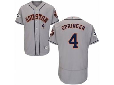 Men Majestic Houston Astros #4 George Springer Authentic Grey Road 2017 World Series Bound Flex Base MLB Jersey
