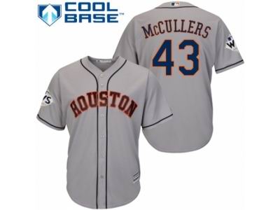 Men Majestic Houston Astros #43 Lance McCullers Replica Grey Road 2017 World Series Bound Cool Base MLB Jersey
