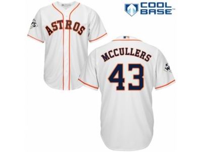 Men Majestic Houston Astros #43 Lance McCullers Replica White Home 2017 World Series Bound Cool Base MLB Jersey