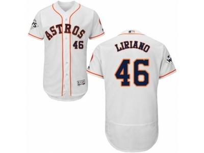 Men Majestic Houston Astros #46 Francisco Liriano Authentic White Home 2017 World Series Bound Flex Base MLB Jersey