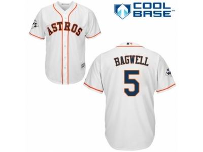 Men Majestic Houston Astros #5 Jeff Bagwell Replica White Home 2017 World Series Bound Cool Base MLB Jersey