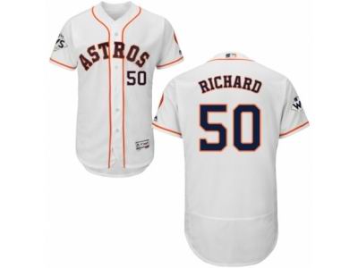 Men Majestic Houston Astros #50 J.R. Richard Authentic White Home 2017 World Series Bound Flex Base MLB Jersey
